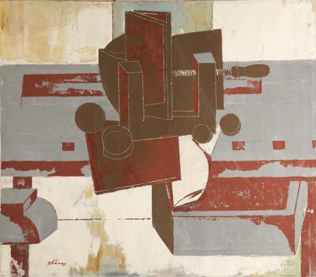 abstract composition with machine-like forms